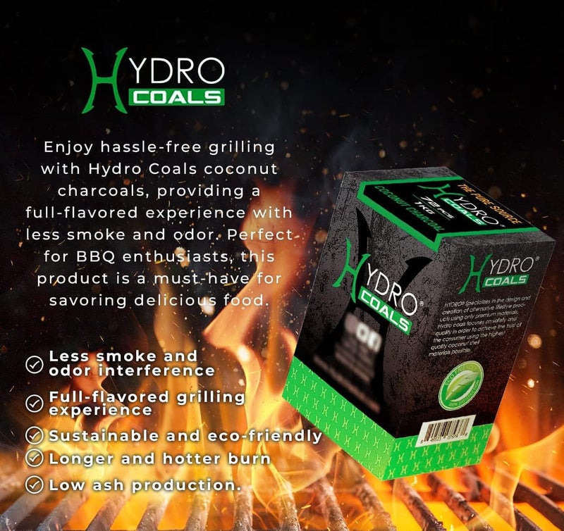 Hydro Coconut Charcoal - Ultimate Grilling & BBQ Experience with Cubes Made of Coconut Shell, Long-Lasting Odorless Charcoal - (1 KG) - Image 2